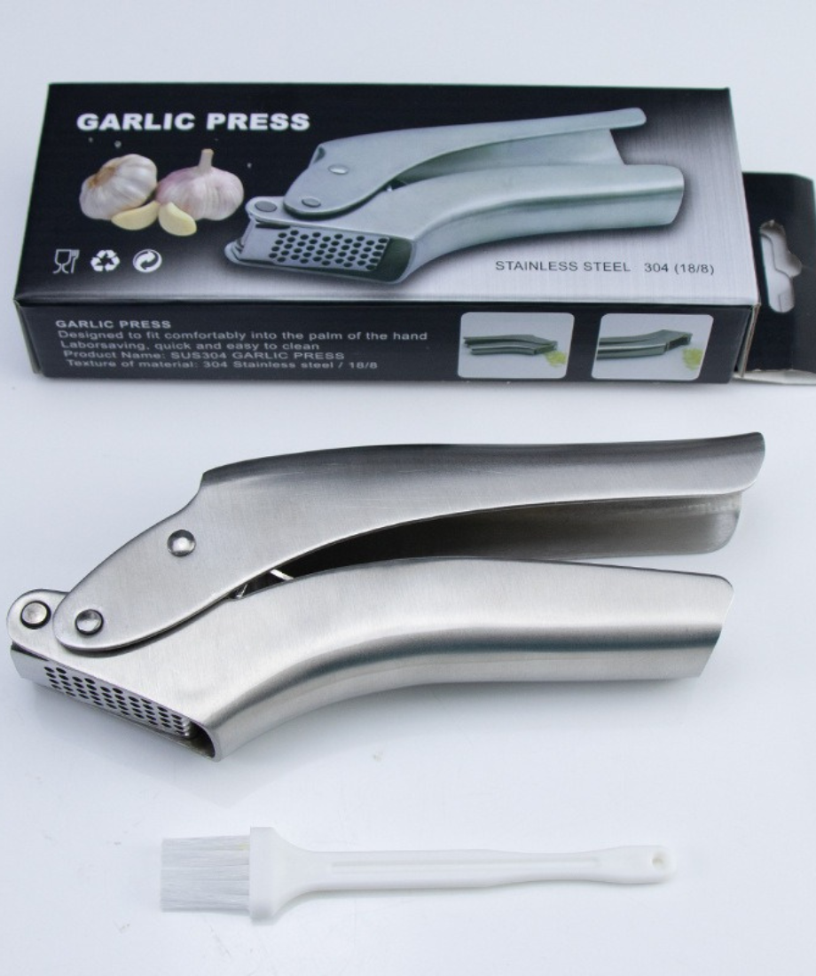 304 Stainless Steel Garlic Press & Peeler Set – Easy Squeeze Garlic Crusher - Image 2