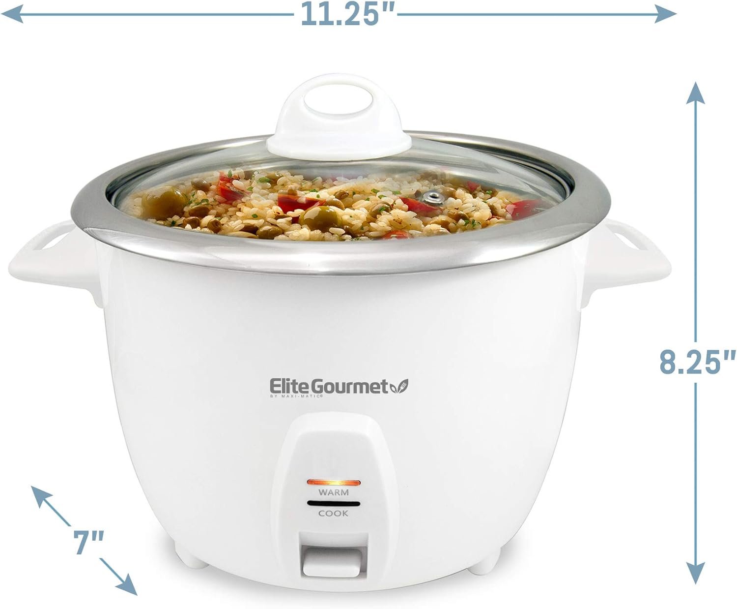 Electric Rice Cooker with Stainless Steel Inner Pot, 10 Cups Cooked, White - Image 3